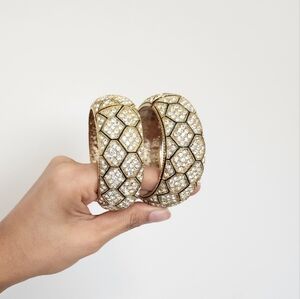 Two Stunning Gold Crystal Bangles!